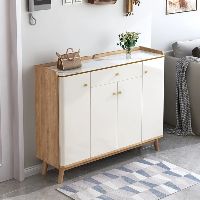 

Xl Shoe Cabinet Home Doorway Large Capacity Multi-Layer Solid Wood Frame Stone Plate Storage Locker