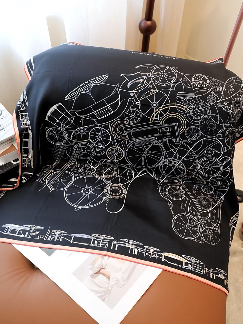 Женский Шелковый платок черный шарф хиджаб женский головной 100 парео атласный