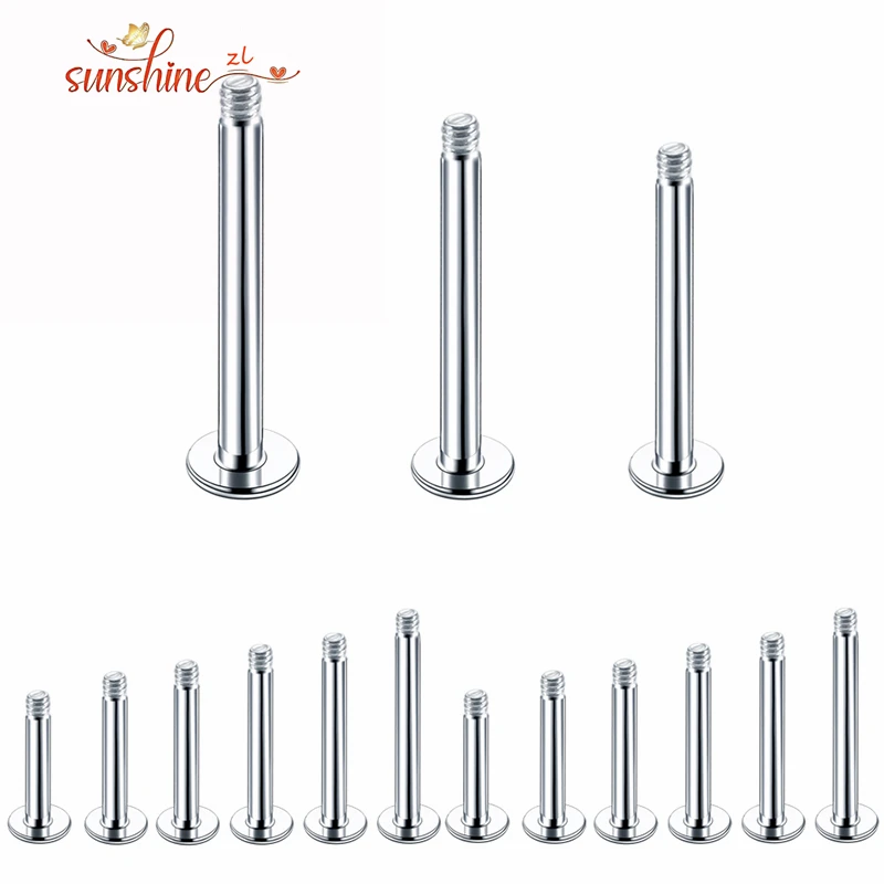 

50Pcs/lot Steel Labret Bar Parts Screw Thread Head Dimple Rings Post Barbells Ear Tragus Lip Piercing Earring Stud Body Jewelry