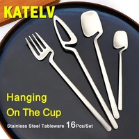 16pcsset black matte cutlery set 304 stainless steel dinnerware set knife fork spoon dinner set kitchen flatware tableware set