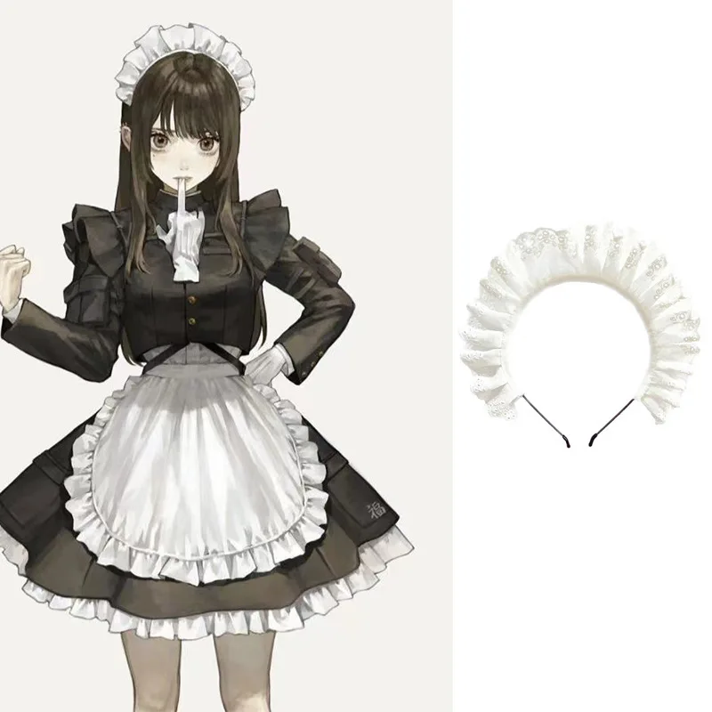 

Anime Girls Maid Lolita Cosplay Hairband Women Lace Headband Costume Headwear Accessories Hair Hoop Halloween Props Headwrap