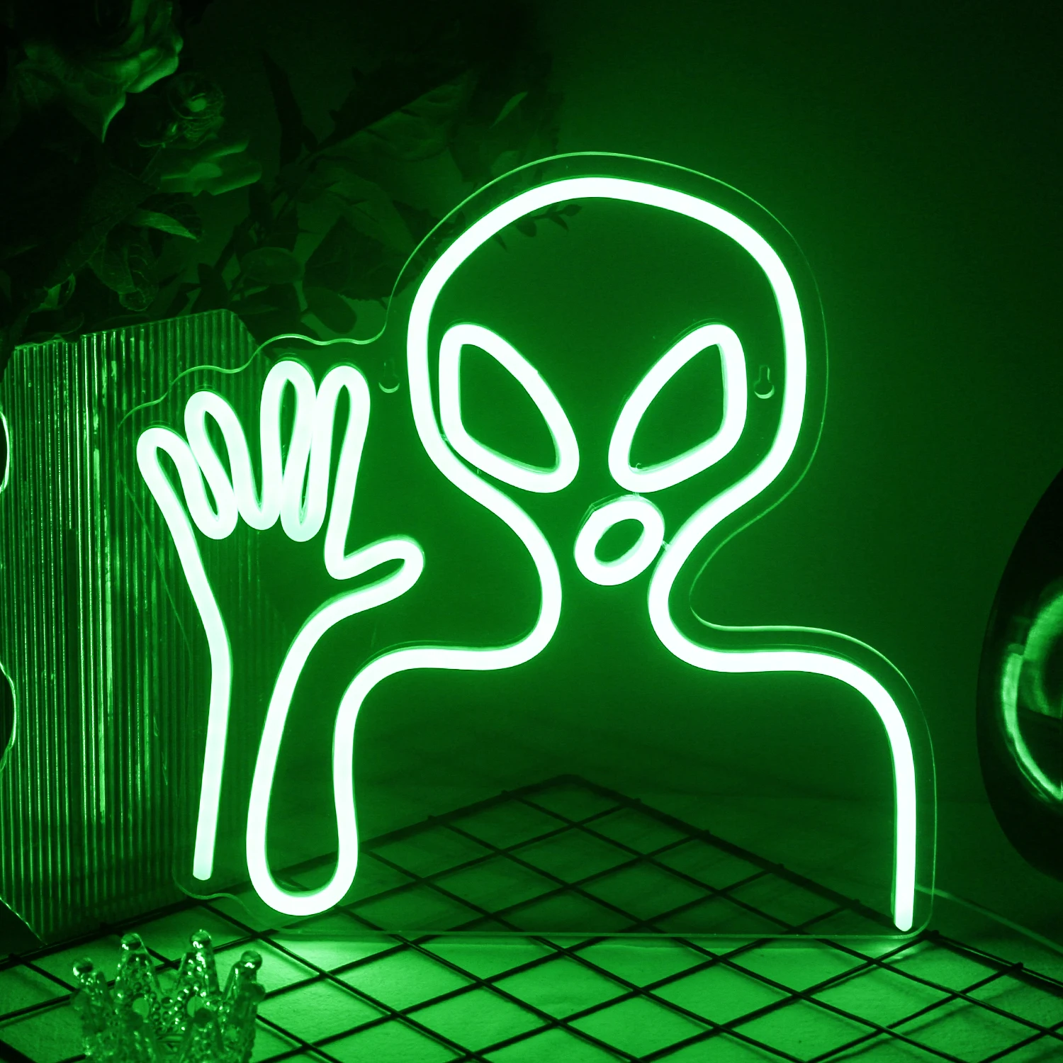 

CHUANGQI Hello Alien Neon Light LED Welcome Sign Restaurant Bar Party Personalized Bedroom Gamer Room Home Decoration Aesthetic