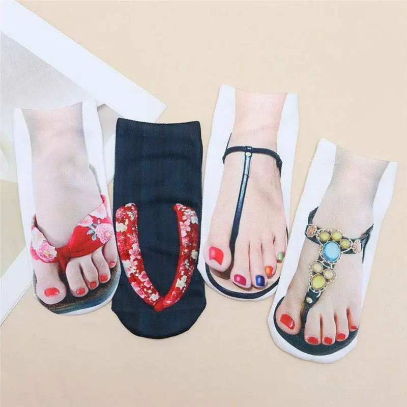 

3D Funny Slippers Printed Low Ankle Socks Fashion Sandals Socks Creative