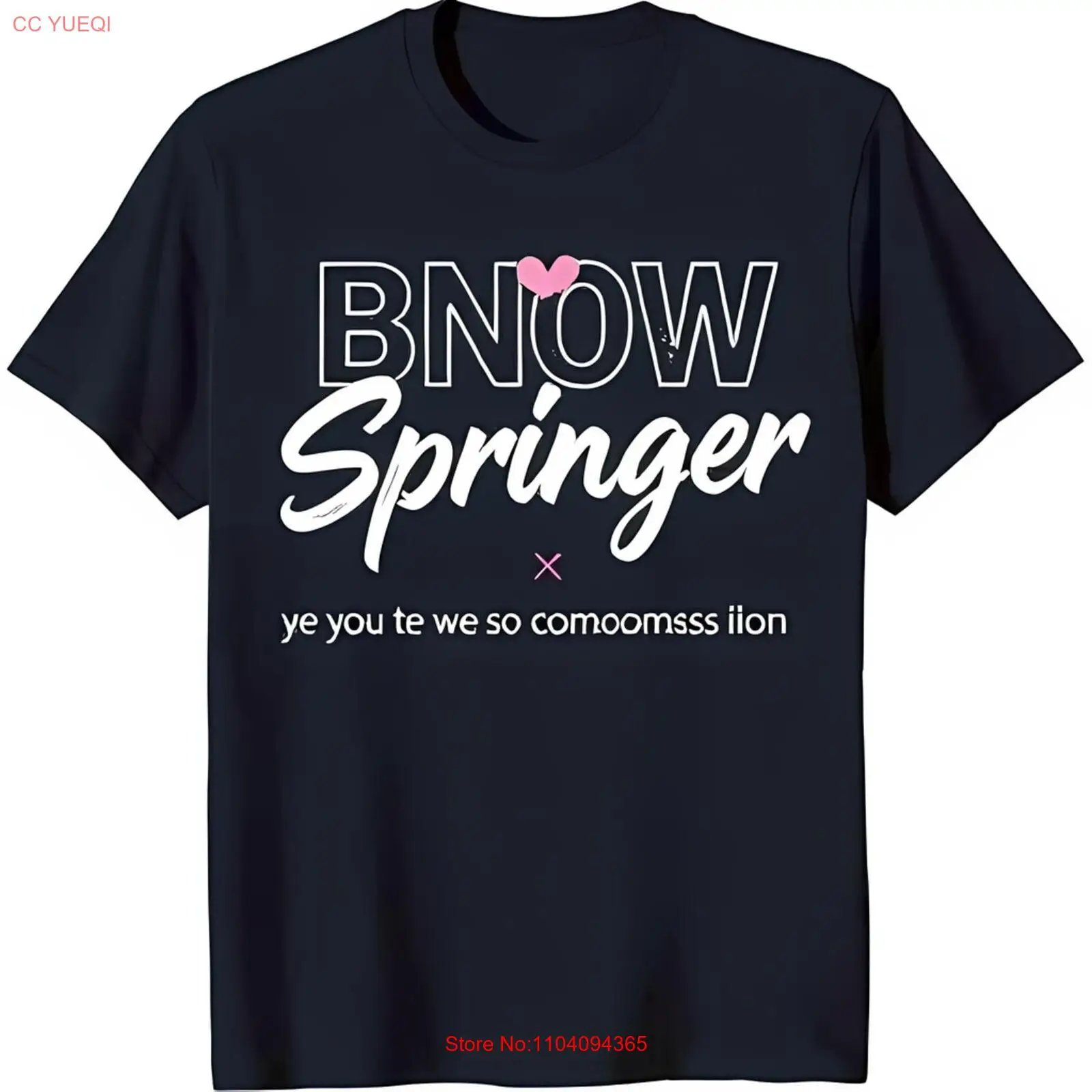 Черная футболка с рисунком BNOw Springer и розовое сердце X уникальный дизайн