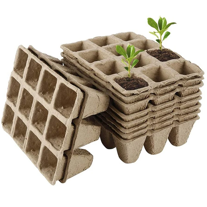 

Seedling Tray Tray 10 Square Peat Pots 1 Seedling Tray Square Peat Pots Plant Nursery Herbal Seeds Biodegradable Pots