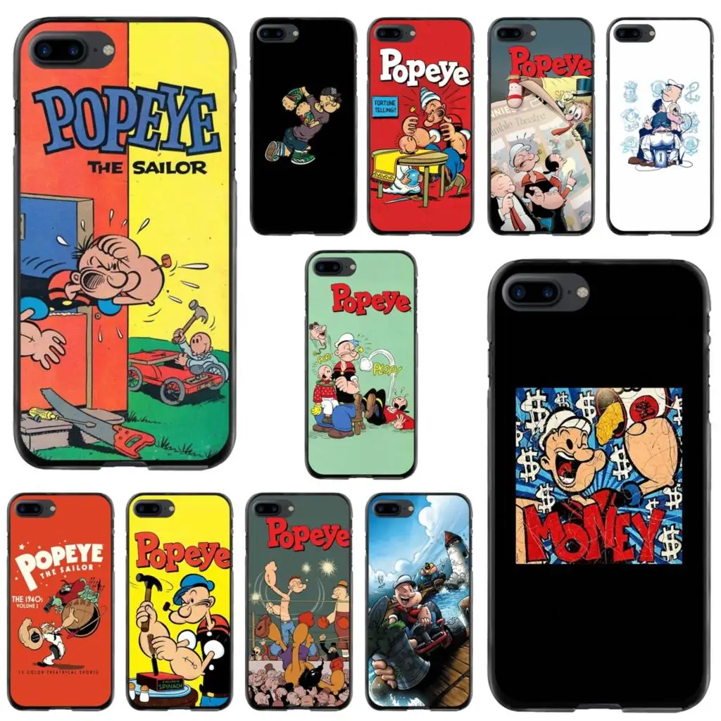 

cartoon illustration po pe ye spinach For iPod Touch iPhone 11 12 Pro MAX 4S 5 5S SE 6 6S 7 8 Plus X XR XS Plastic Black Case