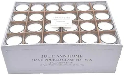 

Unscented Glass Votive Candle - Pack of 48 | Bulk Pack for Weddings, Bridal Showers or Home Parties and Centerpieces Battery can