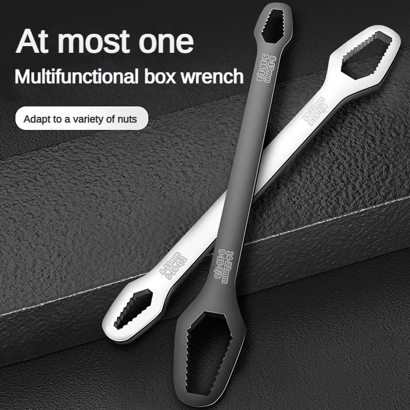 Deli 8-22mm universal ring wrench multi-function 6mm thick self-tightening adjustable wrench double-end ring wrench hand tool