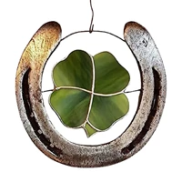 lucky horseshoe decorations metal four leaf clover horseshoe hunging ornaments horseshoe charms pendant horseshoe art for