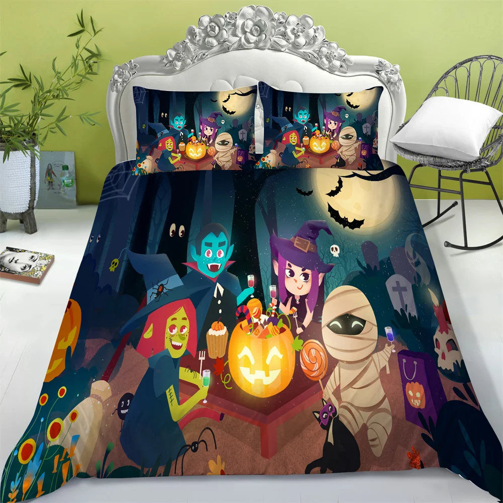 

Duvet Cover Sets Pumpkin Pattern Home Textiles Halloween Bedspread Teens Single Size Bed Set Covers Microfiber Pillowcase