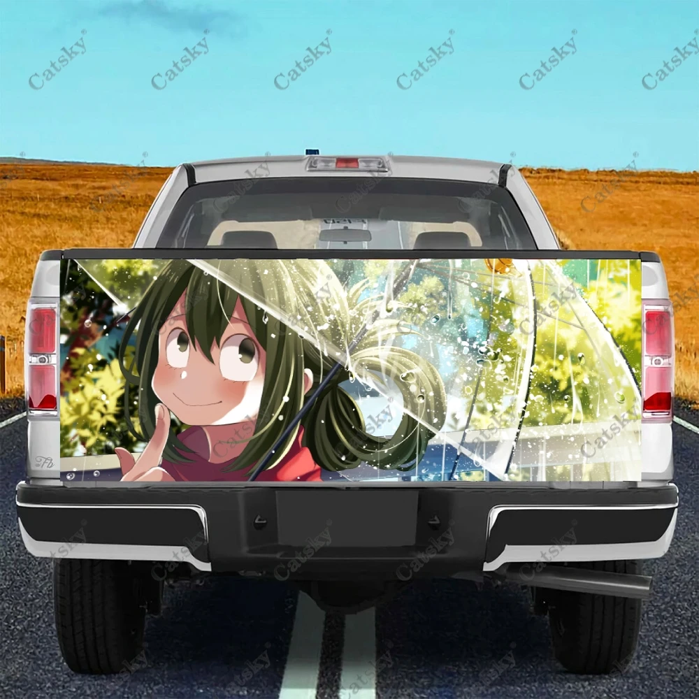 

Наклейки для грузовика Tsuyu Asui с аниме девушкой, наклейка на заднюю дверь грузовика, наклейка, наклейки на бампер, графика для автомобиля, грузовика, внедорожника
