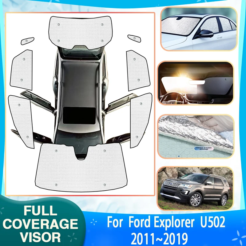 

Car Full Sun Visors Covers For Ford Explorer 5 U502 Classic 2011~2019 2015 Car Sunscreen Window Sunshades Sticker Accessories