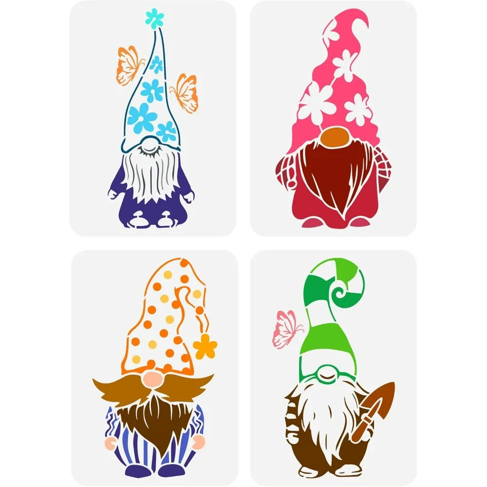 4 шт. садовый трафарет гнома 8 3x11 7 дюйма многоразовый цветочный гном шаблон для