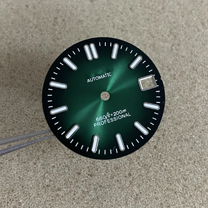 Sunburst dial blue black white green striped nails with Japanese C3 luminous fit nh35 nh36 4R36 7S movement