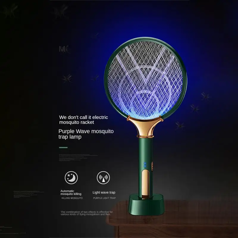 

Large-capacity Lithium Battery Rechargeable Fly Bug Zappers Durable Mosquito Killler Trap Electric Insect Racket Swatter Zapper