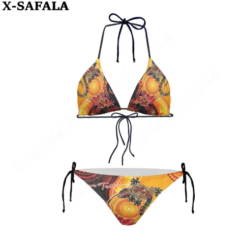 Australian Naidoc Day 3D Print Women Micro Triangle Tie Side Bikini Summer Beachwear Mankini Cute Sexy Beach Bathing Suit