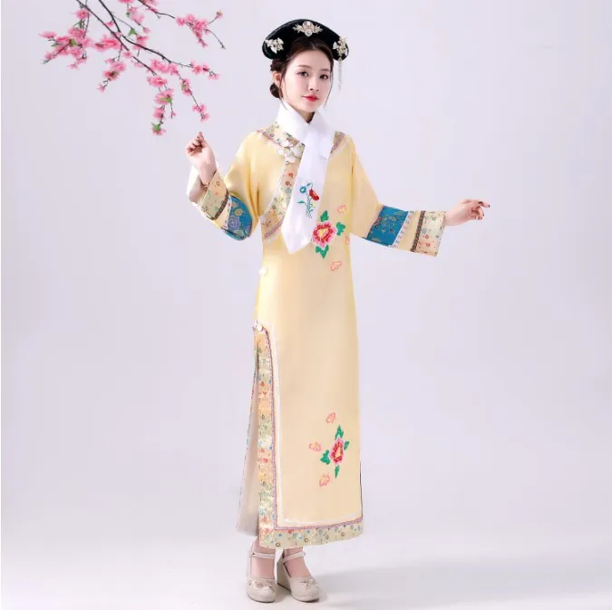 Древний Китай одежда династии Цин для девочек принцесса Манчу королевский Cheongsam