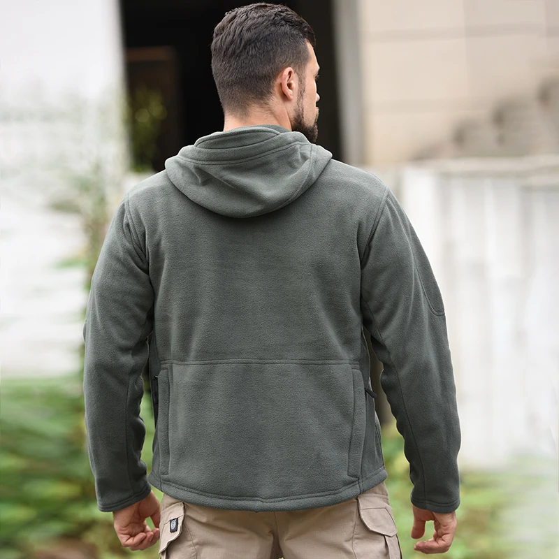 Мужская теплая флисовая куртка с капюшоном зимняя тактическая в стиле милитари