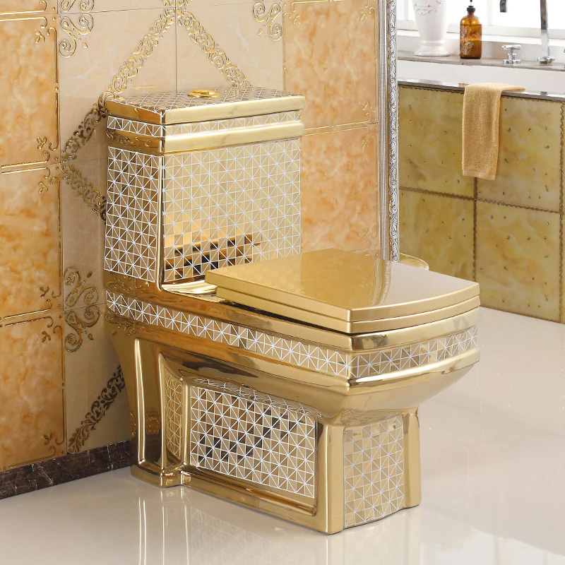 

Household pumping golden toilet super whirlpool water-saving deodorant toilet square personality color ceramic toilet