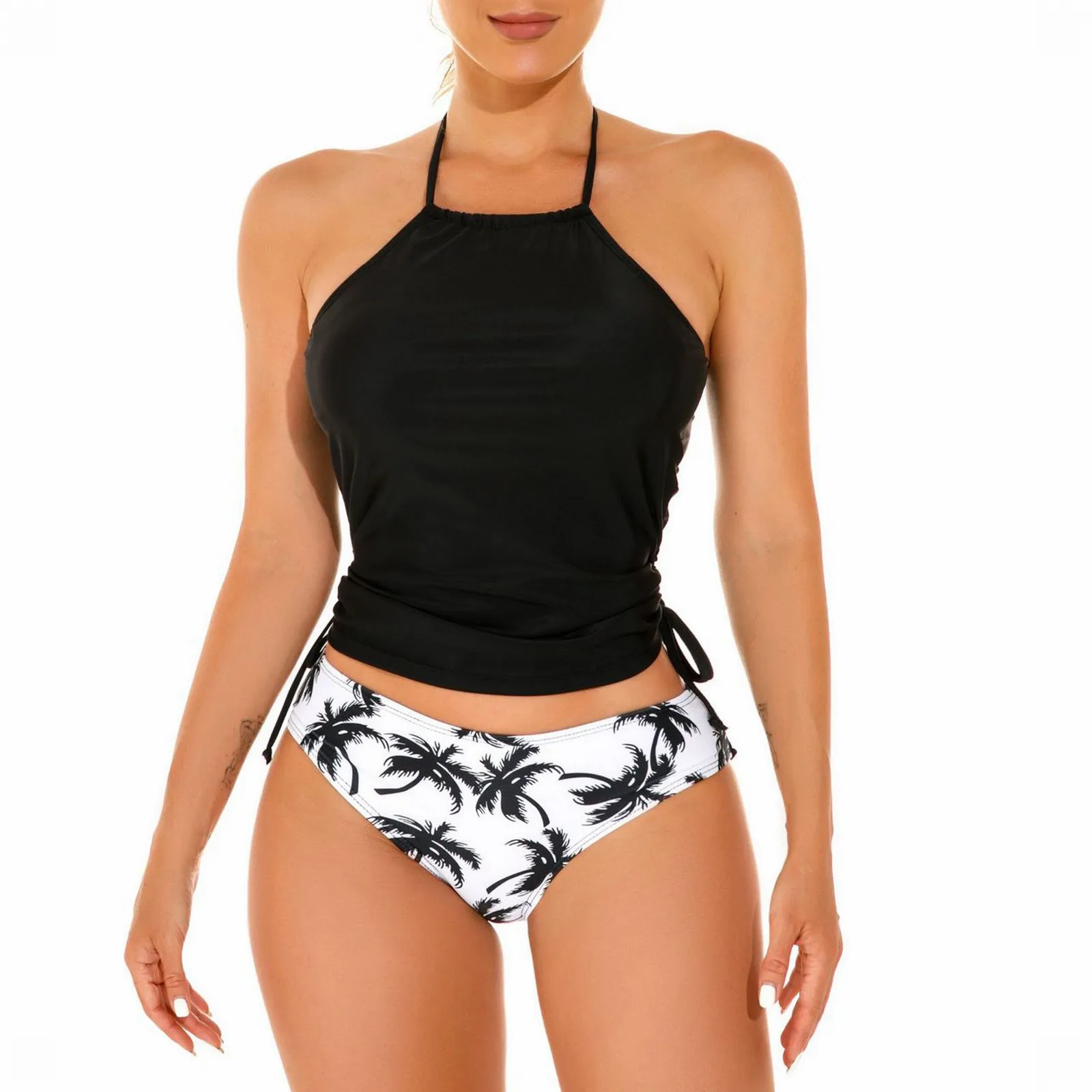 

Tankini Swimsuits Womens Hanging Neck Lace Up Swimwear Beach Split Backless Bikinis Swimsuit Seaside Bikinis Beachwear Biquini