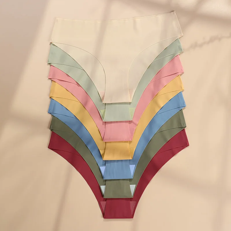

European and American Candy-colored Panties women's Seamless Mid-waist Sports Cotton Crotch Breathable Quick-drying Briefs Panti