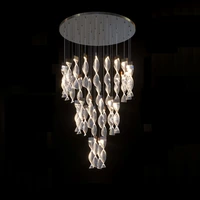 art deco led chandelier lighting rectangular round black hanging lamps lustre suspension luminaire lampen for stair case foyer