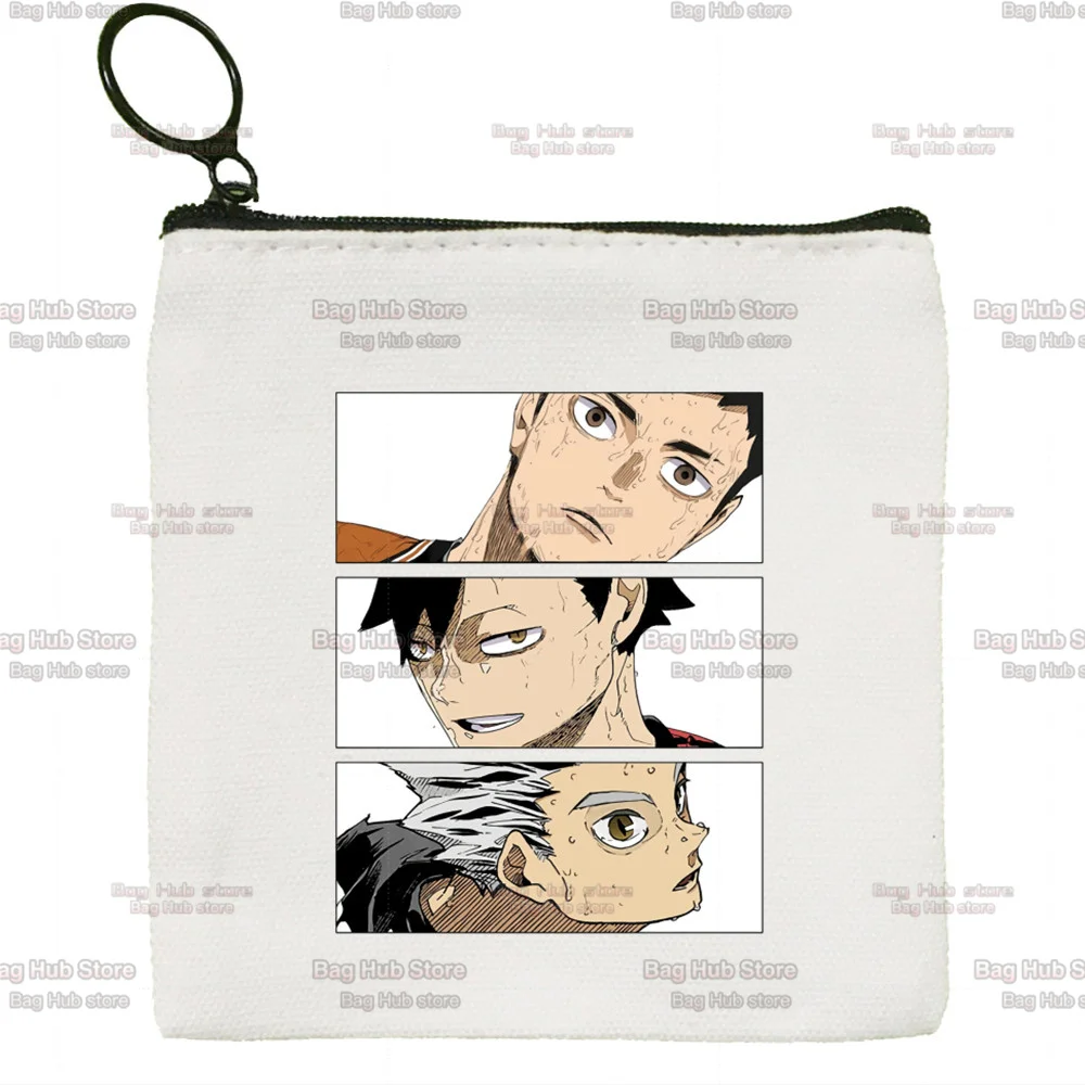 Oya Oya Oya Haikyuu Kuroo Anime Bokuto Volleyball Mini Coin Purse Small Bag Cute Canvas Coin Purse Bag