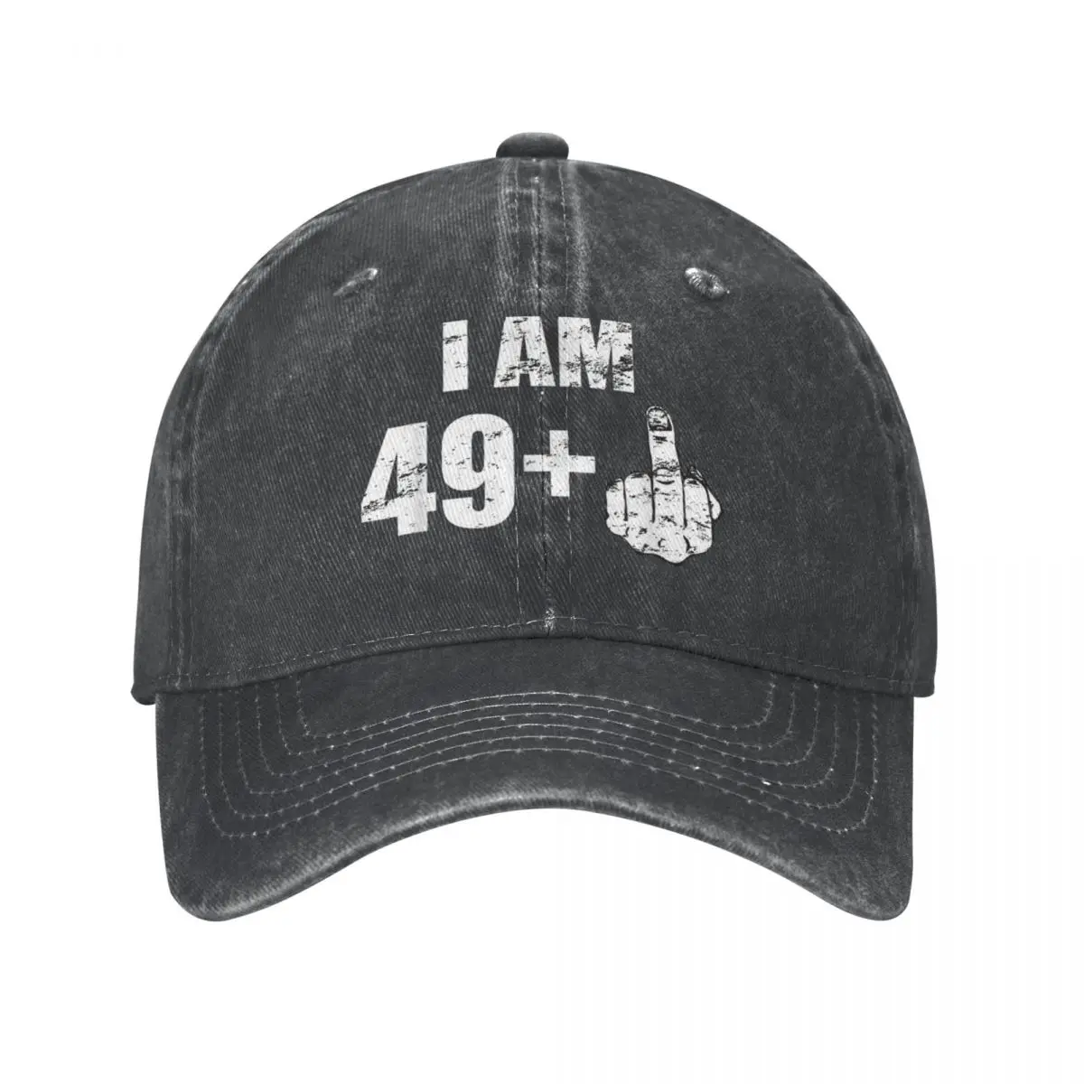 

I Am 49 Plus Middle Finger 50Th Birthday Gift Baseball Caps Vintage Distressed Denim Pop Culture Punk Running Golf Hats Cap