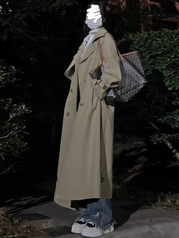 Британский плащ цвета хаки верхняя одежда для женщин весна 2024 новая маленькая