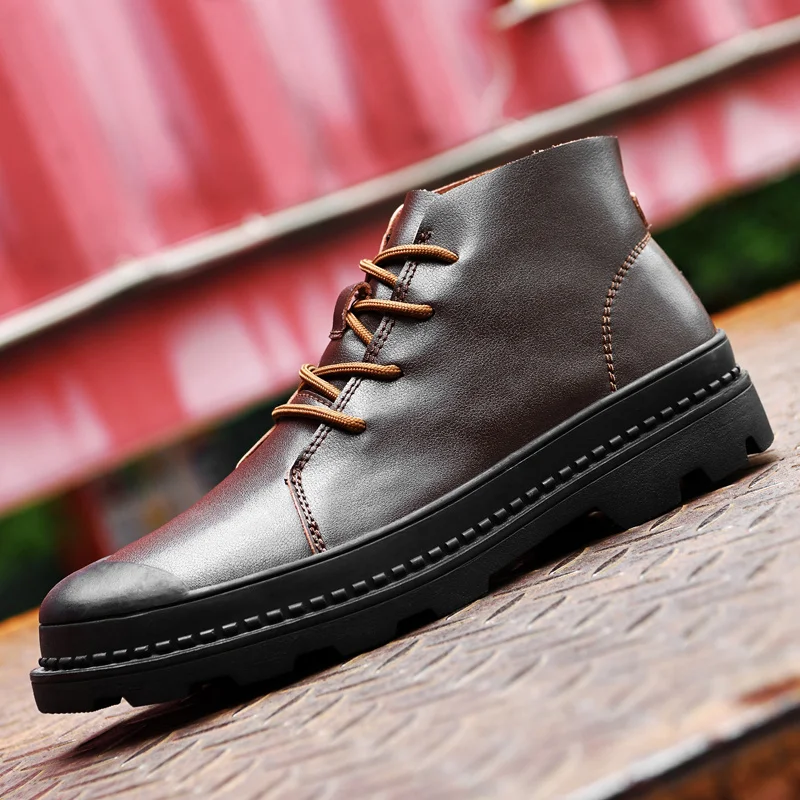 Casual New Leather Ankle Boots Men Outdoor Shoes for Male All-match Comfortable Non-slip Motorcycle Men's Boots Big Size 37-47