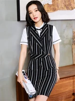 ladies work wear sets female business clothes office uniform styles formal black striped vest women waistcoat