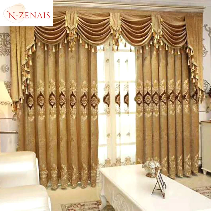 Роскошные шторы с вышивкой европейского кофе и синели для гостиной спальни