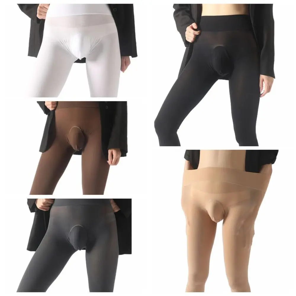 Casual Solid Color Men's Elastic Pantyhose High Deep Crotch Seamless Sheath Tights Bottom Pants Warm Long Johns Men Boy