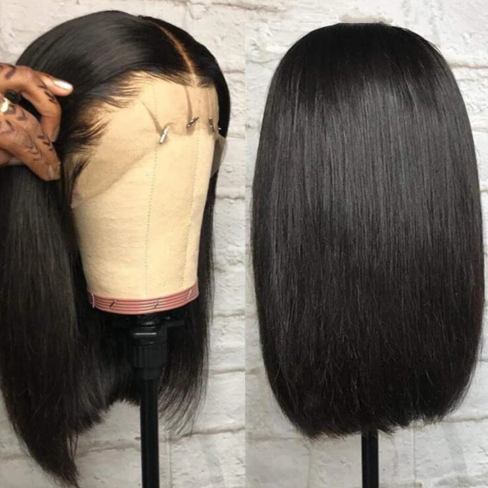 

Short Straight Bob Wig Human Hair Lace Front Wigs Pre-Pucked Brazilian Short Bob Lace Part Wig for Women Human Hair Wigs