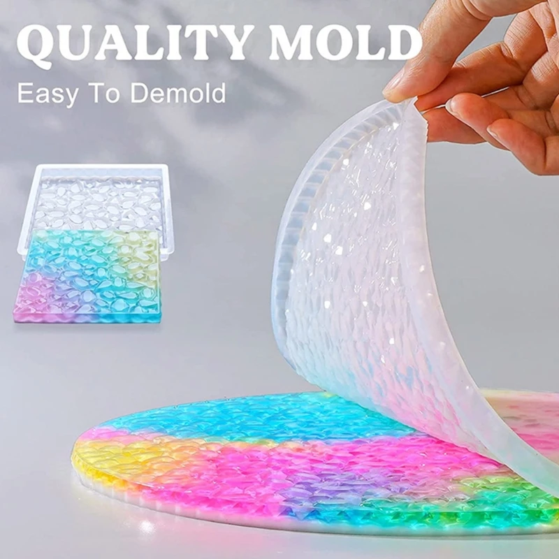 

8Pcs Coaster Molds for Resin Casting Silicone Diamonds Cup Mat Mold for Epoxy Resin Art DIY Home Decoration Cup Tray Y08E