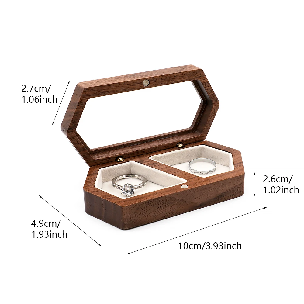 Wooden Clear Lid Jewelry Box Double Grid Jewellery Case Wedding Display Jewelry Storage Organizer Earring Ring Necklace Gift Box