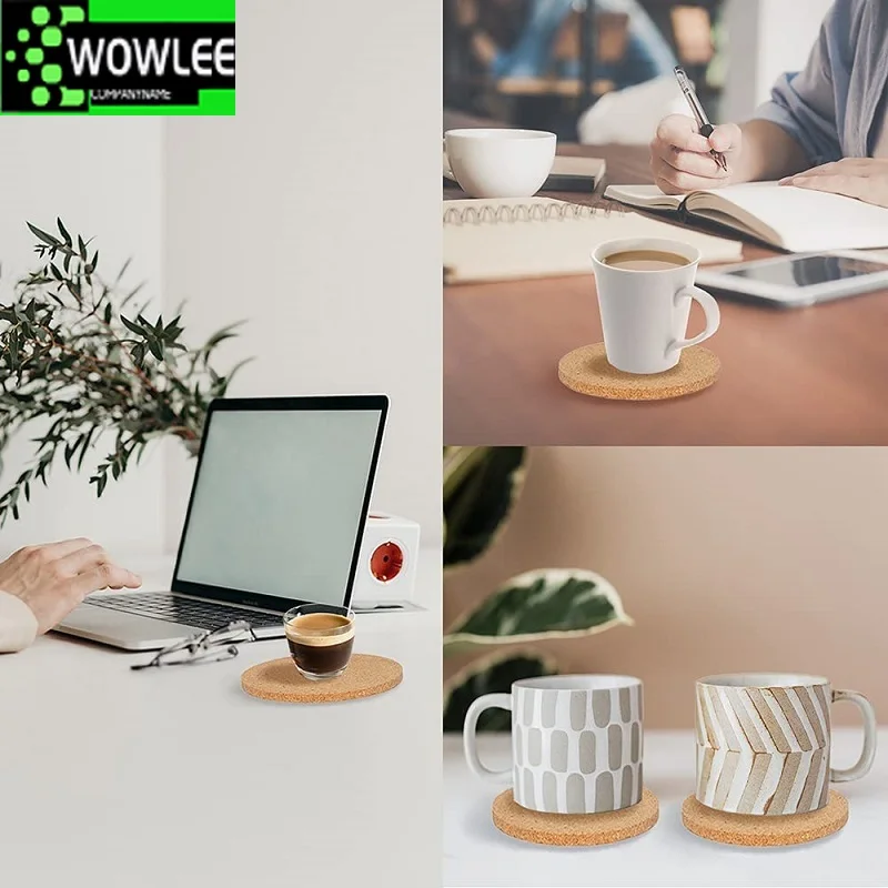10 штук удобных круглых простых корковых подставок диаметром 9 см для вина, напитков, кофе и чая на стол в доме, офисе и на кухне, новые.