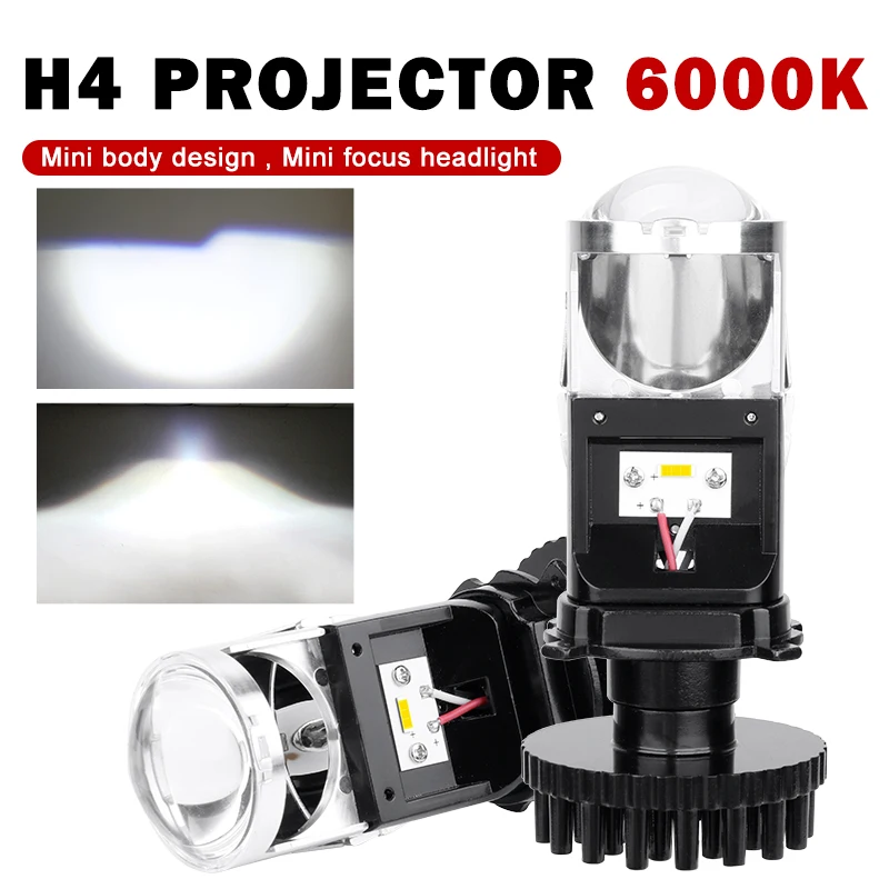 Bi LED Lens Projector H4 Mini Bulb 110W Canbus 60000LM Fanless Headlight For Car/Motorcycle Dual High Low Beam 9-32V Plug&play