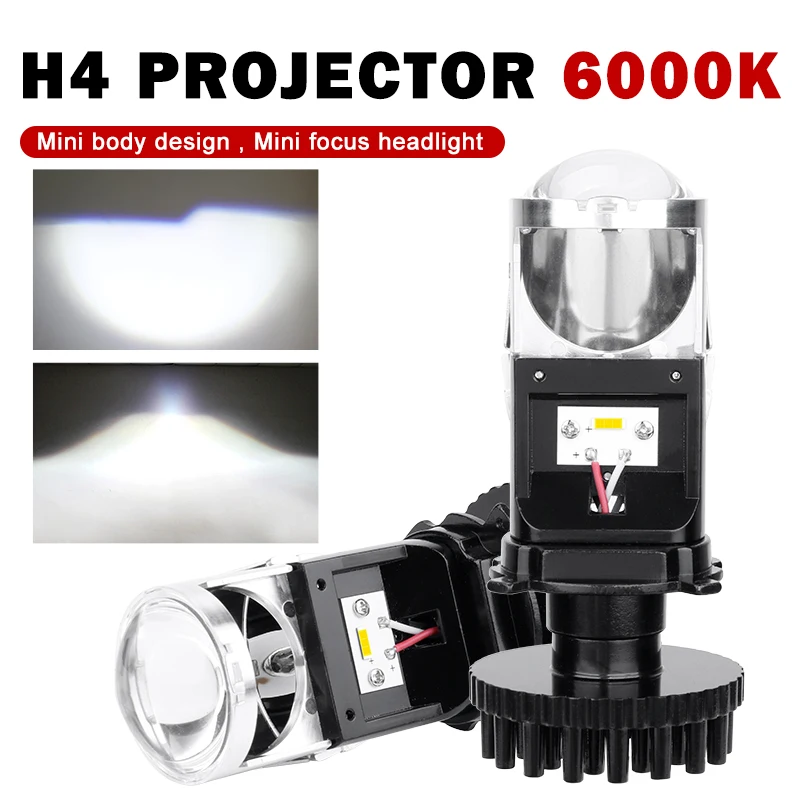 

Bi LED Lens Projector H4 Mini Bulb 110W Canbus 60000LM Fanless Headlight For Car/Motorcycle Dual High Low Beam 9-32V Plug&play