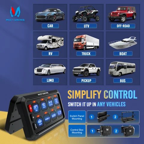 Mictuning 8/12 Gangs RGB светодиодный переключатель включения-выключения панель Bluetooth управление через приложение универсальная подсветка электронная система управления реле мощности