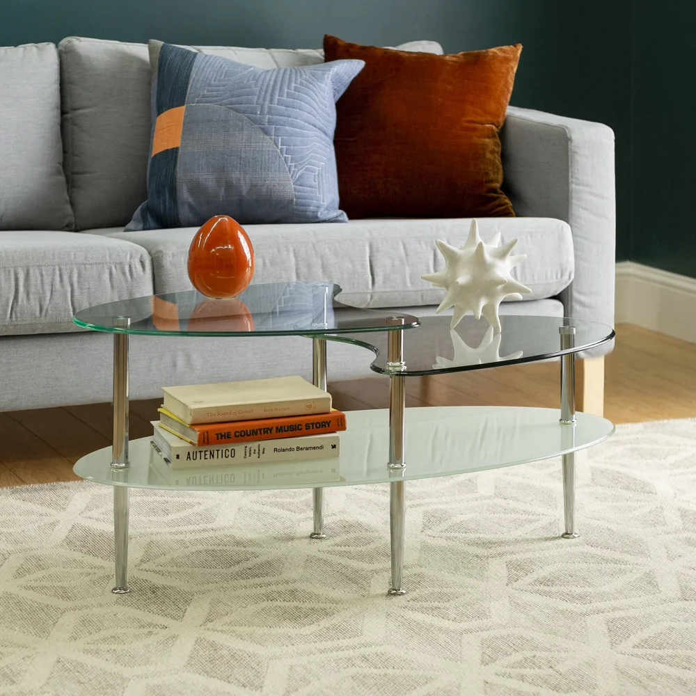 

Walker Edison Mid-Century Modern 2-Tier Glass Coffee Table