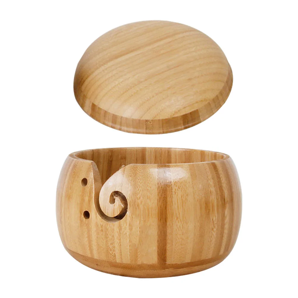 

Bowl Yarn Wooden Holder Wool Crochet Knittingstorage Go Chess Wood Container Bowls