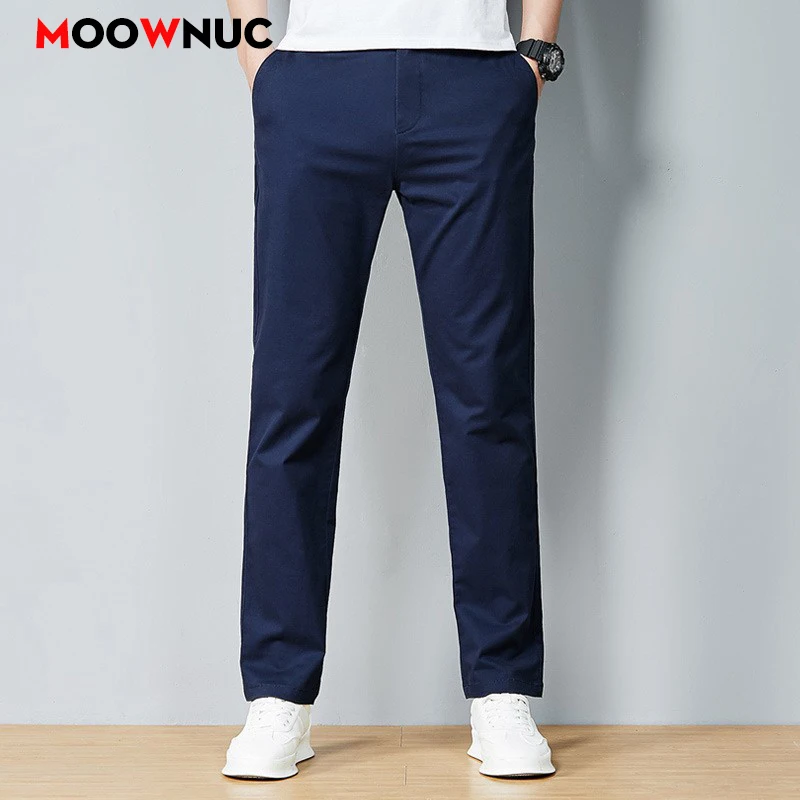 

Men's Casual Trousers Fashion Pants Male Autumn Spring Full-Length 2023 Solid Hombre Business New Plus Size Fit Cotton MOOWNUC