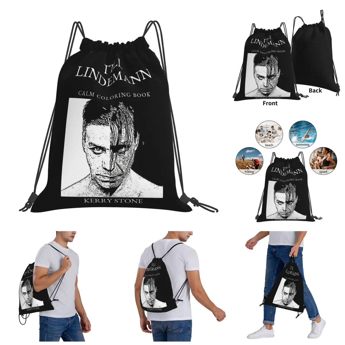 

Backpack Humor Graphic Drawstring Bags Gym Bag Till And Lindemann Calm Coloring Book_37765937 premium Rucksack