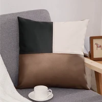 modern geometry splicing leather pillowcase restaurant hotel decor pillow sofa cushion car lumbar pillow 30x50cm