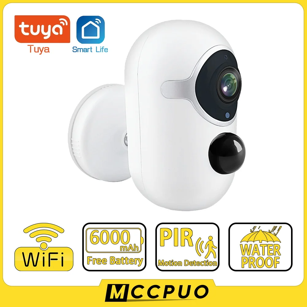 

Mccpuo 5MP Wide Angle WIFI Camera Built-in 6000mAh Battery PIR Motion Detection Home Security Surveillance Camera Tuya Smart