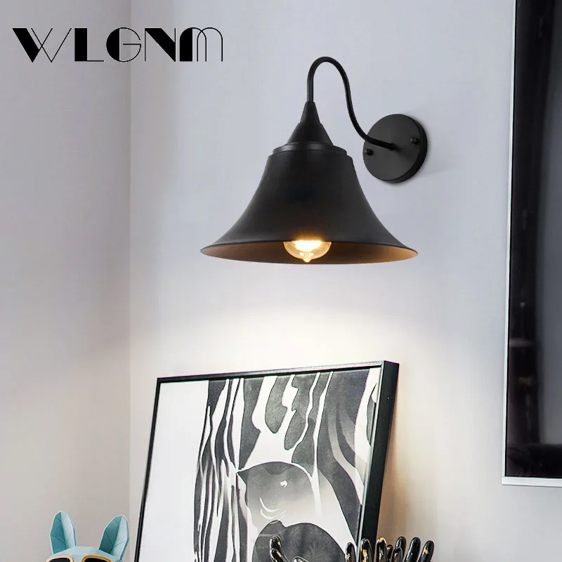 

American Retro Industrial Wall Lamp Black Iron Wall Light Bar Restaurant Cafe Decor E27 110-240v Corridor Aisle Led Fixtures