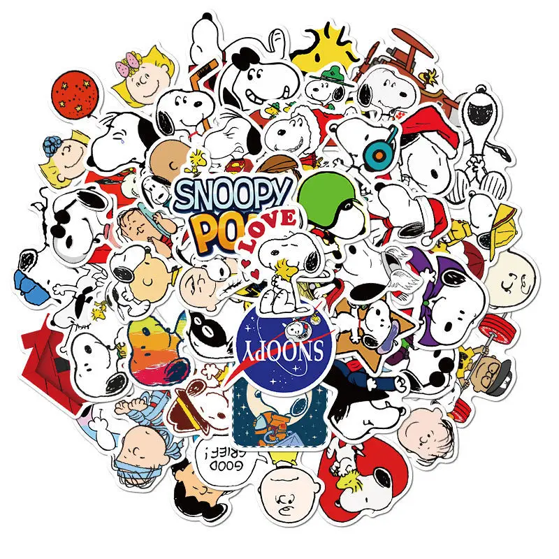 

50 Snoopy Stickers Water Cup Notes Hand Account Stickers Computer Skateboard Helmet Luggage Cute Decorative Waterproof Stickers