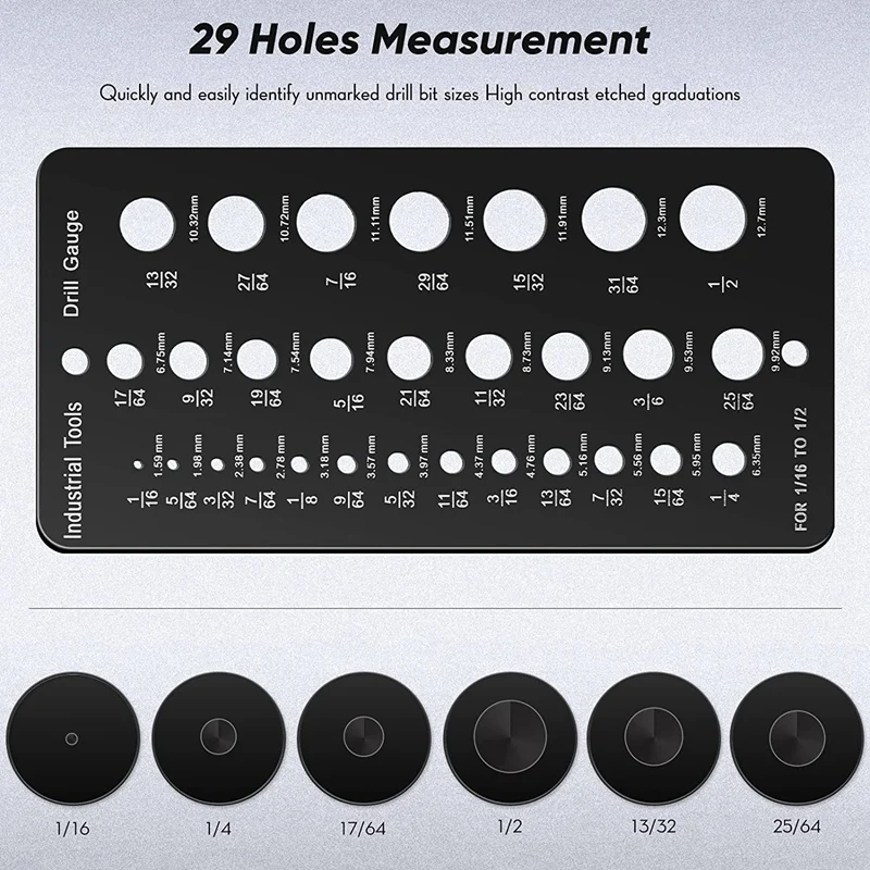 Акция! Калибр для сверл размером от 1/16 до 1/2 дюйма размер винта и резьбы а также