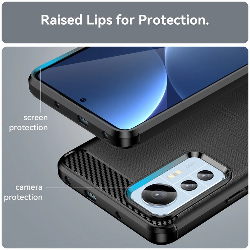 For Cover Mi 12 Lite Case For Xiaomi Mi 12 Lite Pro 12X Capas Shockproof Back Soft TPU Carbon Fiber Cover For Mi 12 Lite Fundas